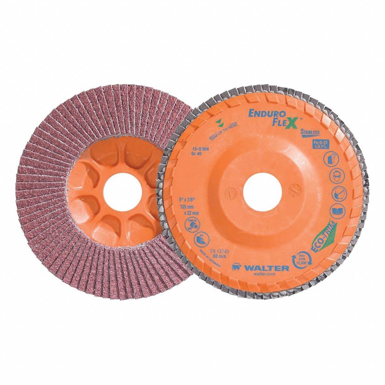 Flap Disc: Type 27, 5" x 7/8", Aluminum Oxide, 40 Grit, Eco-Trim Bk