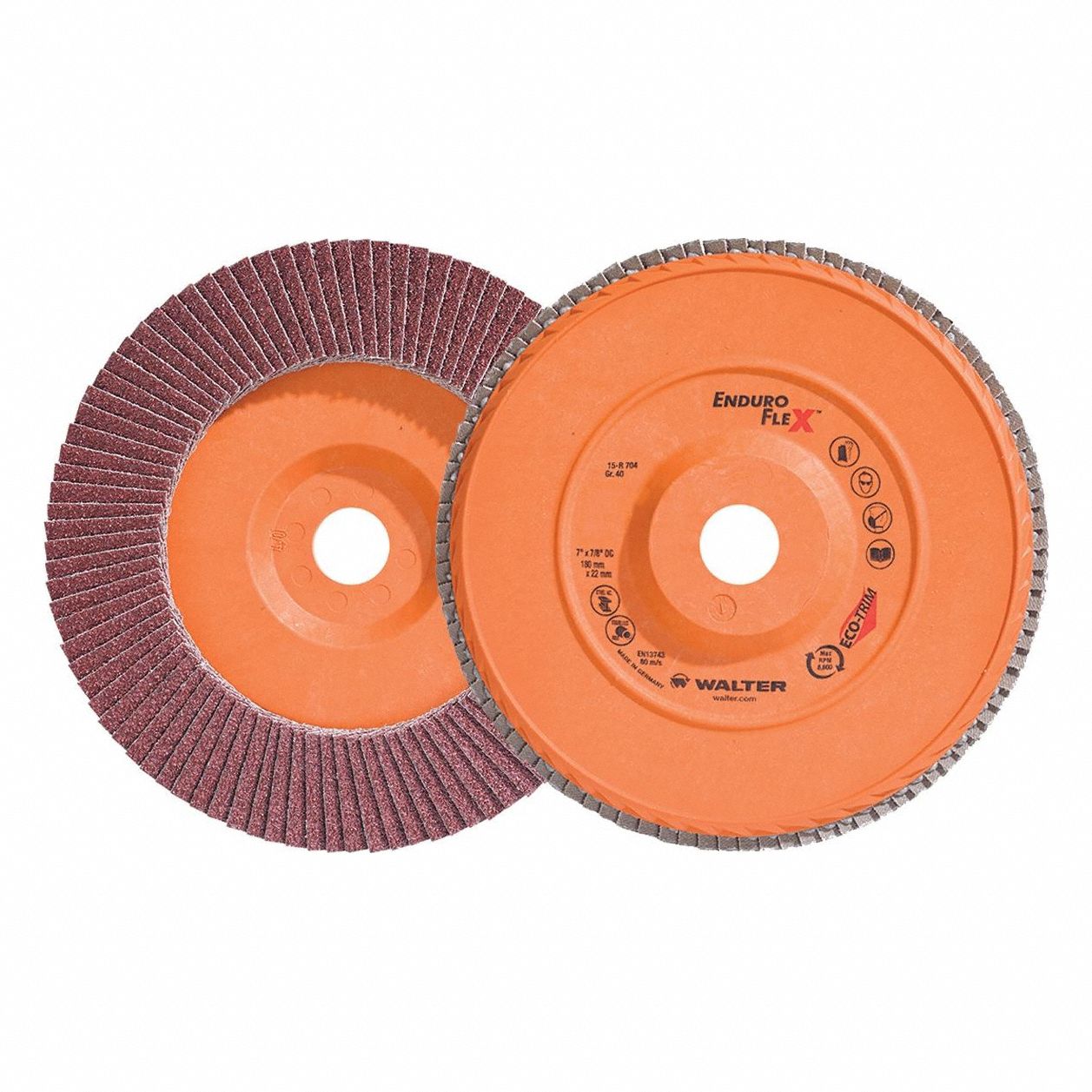 Flap Disc: Type 27, 7" x 7/8", Zirconia Alumina, 40 Grit, Eco-Trim Bk