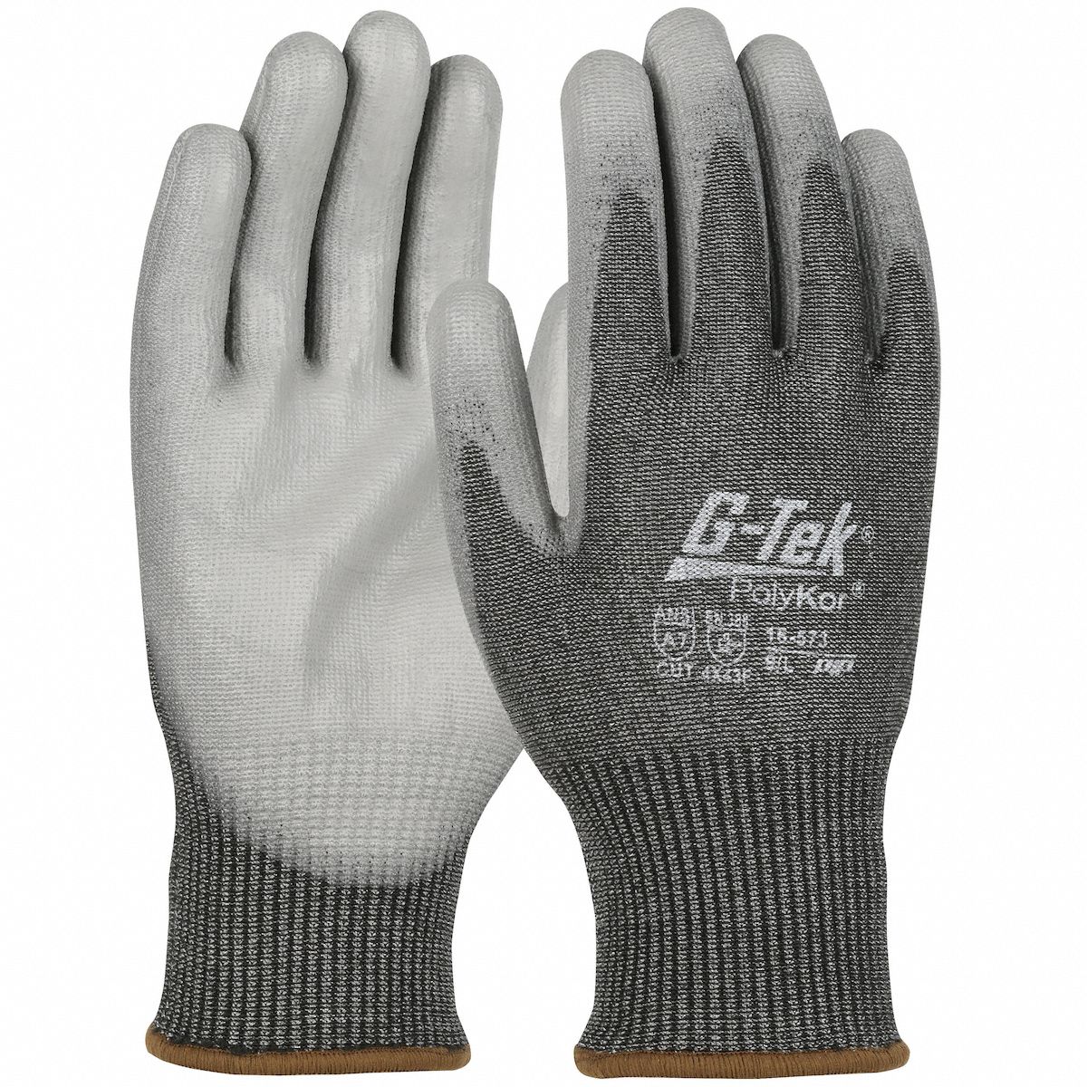 Cut Resistant Glove: L, ANSI Cut Level A7, Palm, Dipped, Polyurethane, Smooth, 12 PK