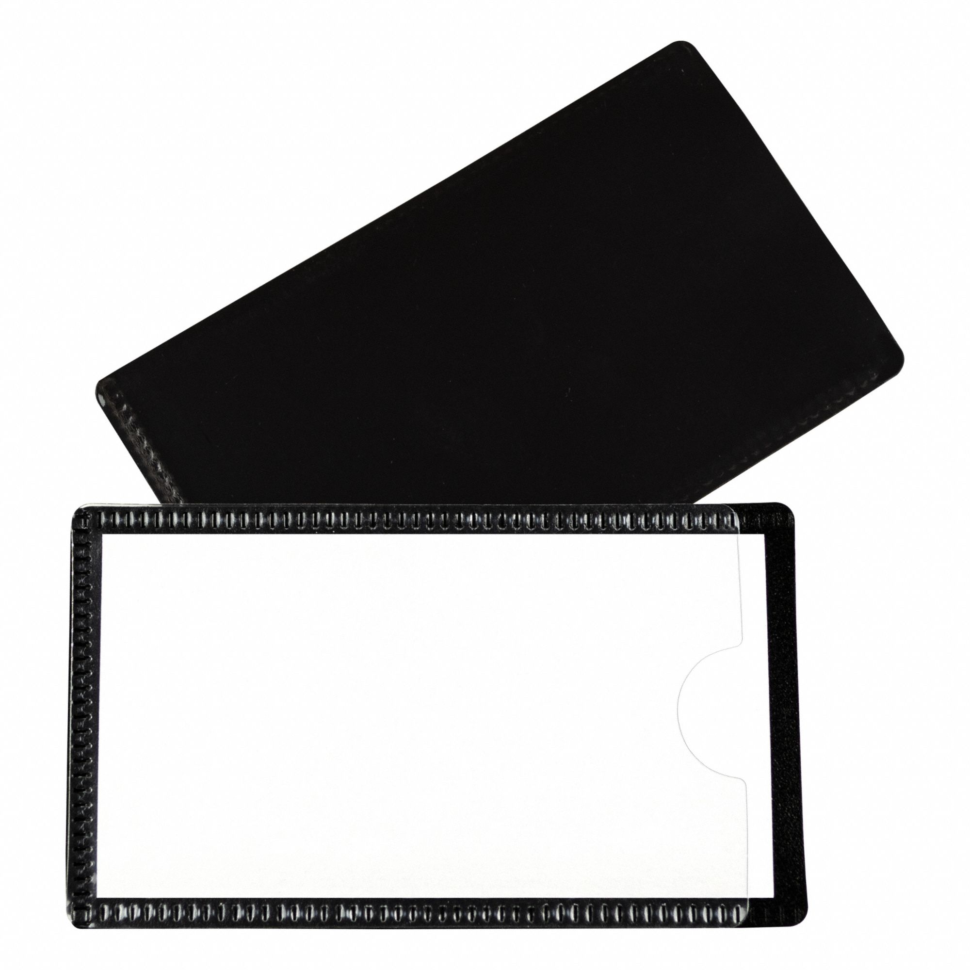 Label Holder: Magnetic, Polypropylene, Black/Clear, 2 in Compatible Sheet Ht