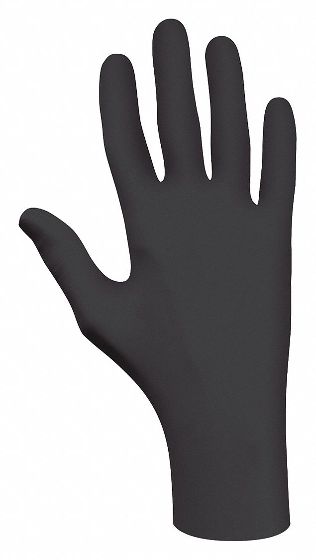 DISPOSABLE GLOVES, 9 1/2 IN L, SIZE 6/XS, BLACK, ECO-FRIENDLY, PK 100