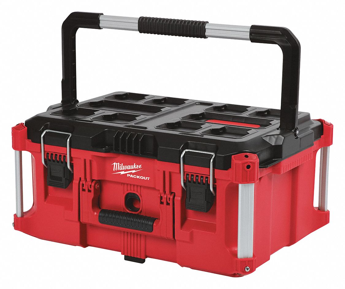 TOOL BOX,L,RED,PLASTIC,100 LBS.