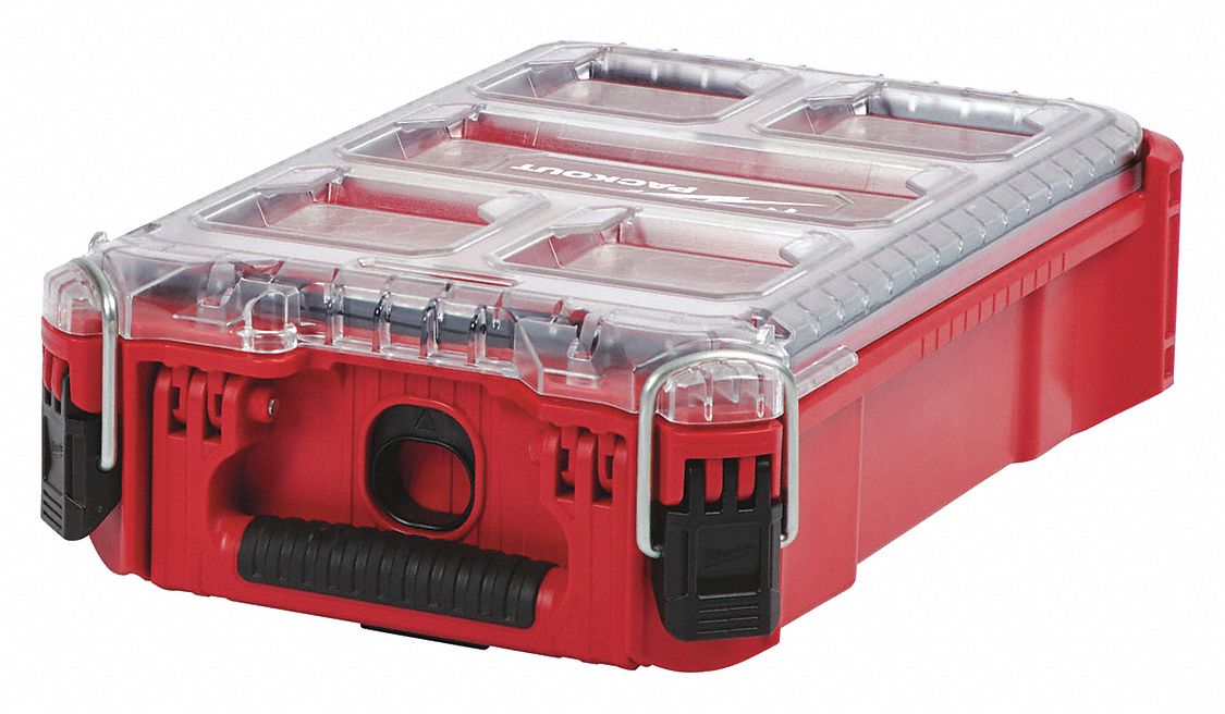 COMPACT ORGANIZER BOX,RED,HVY DTY,5 BINS