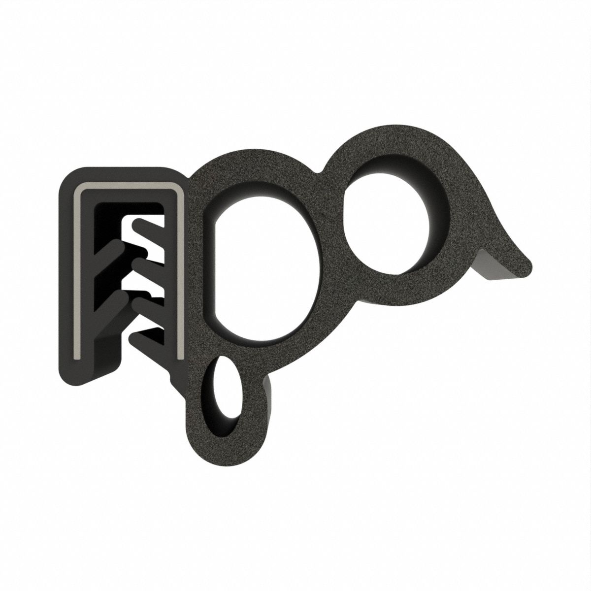 Trim Seal: Double Side Bulb, 10 ft Overall Lg, Rubber Outer, Sponge Bulb, 5/8 in Leg Lg