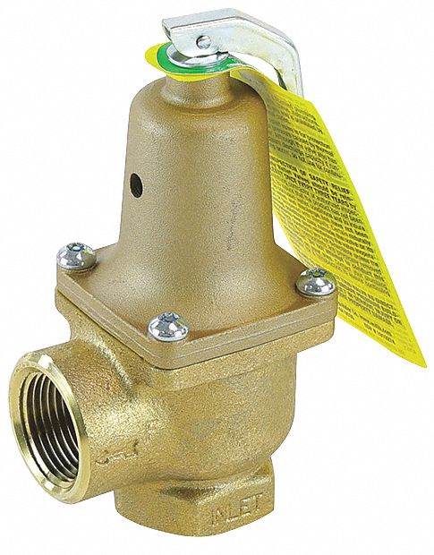 Pressure Relief Valve: FNPTF x FNPTF, 1 in x 1 in, Copper Silicon Alloy, 5 3/4 in Overall Ht