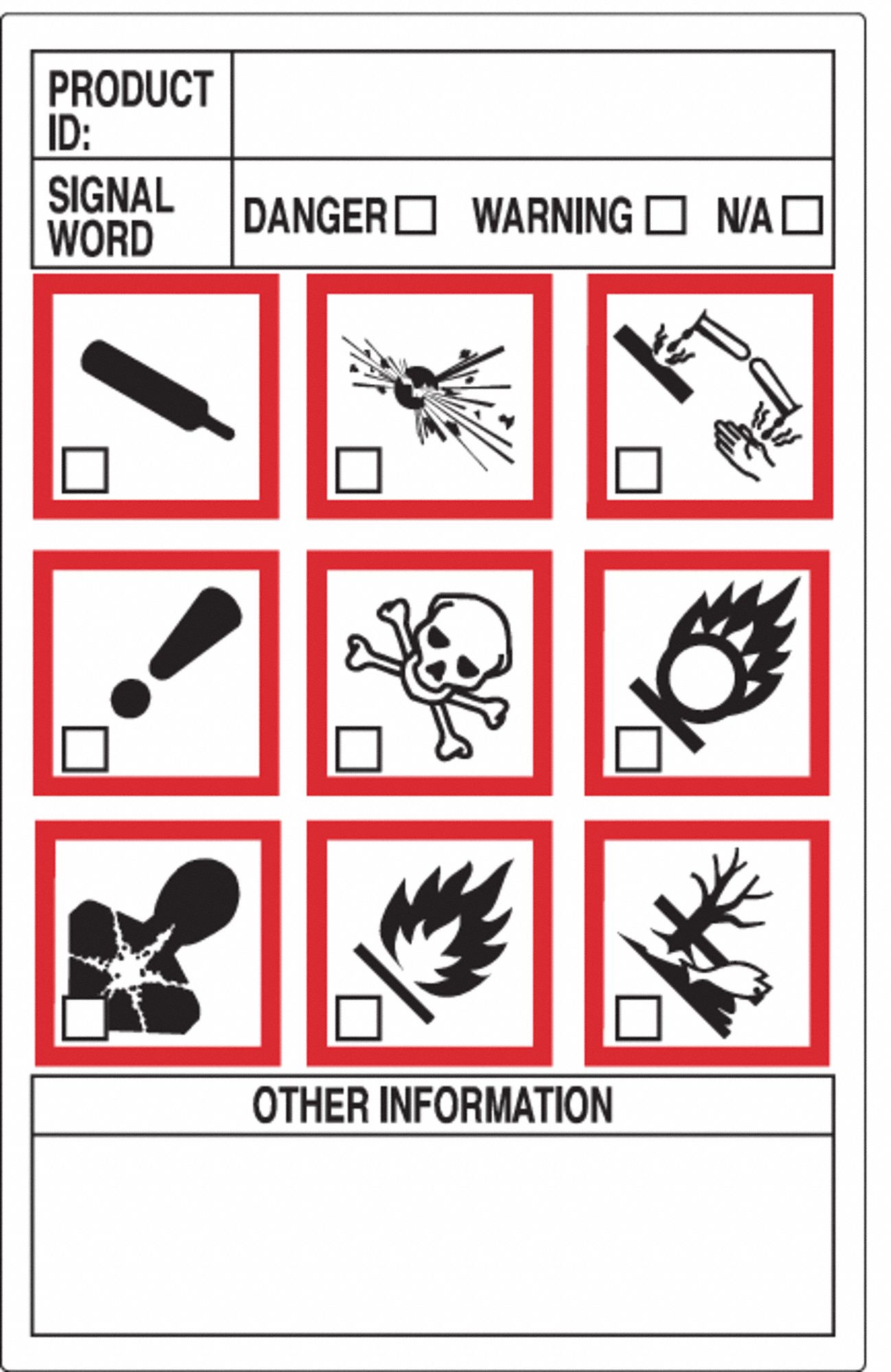 Label, Vinyl, 2-3/4" H, 1-3/4" W, Red, PK1000