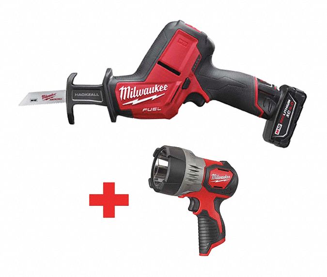 MILWAUKEE Compact, Reciprocating Saw Kit, 5/8 in Stroke Length, 3000 Max. Strokes per Minute