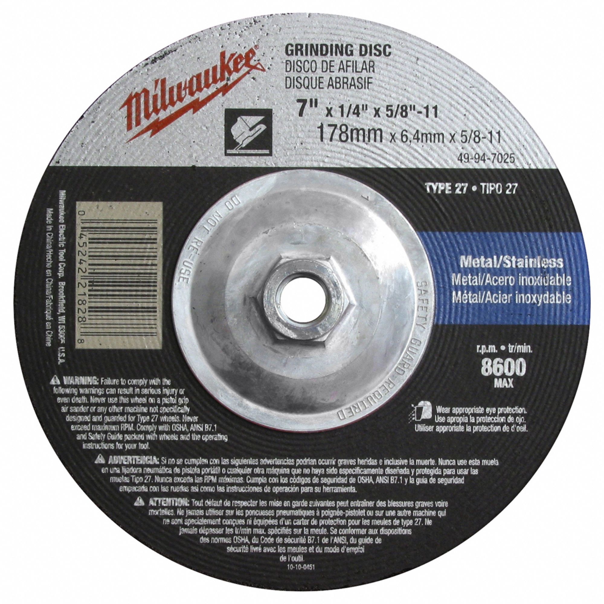 Grinding Disc, 7"X1/4"X7/8"