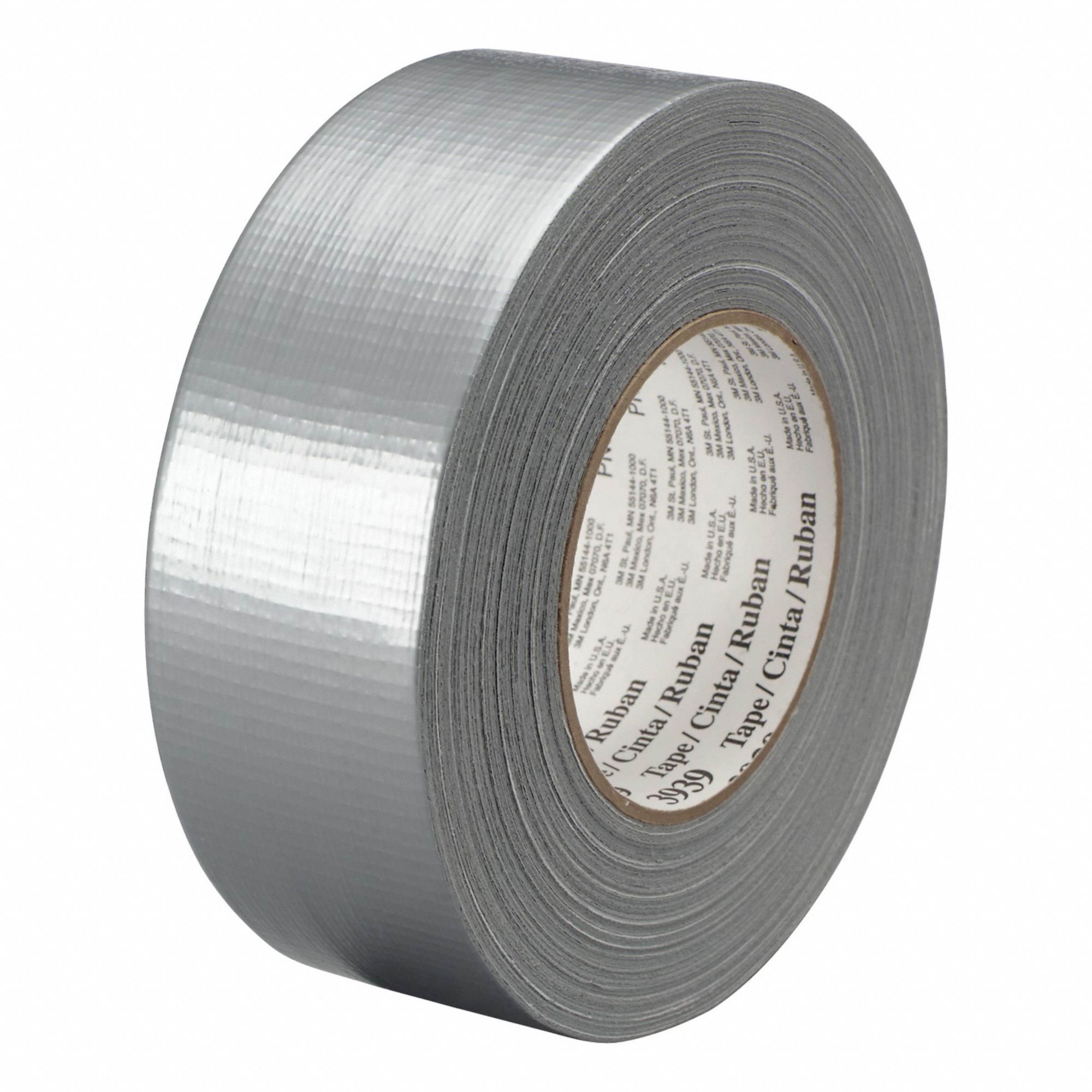 3M Duct Tape 3M, Series 3939, Std Duty, 1 7/8 in x 60 yd, Silver, Continuous Roll, Pack Qty 24