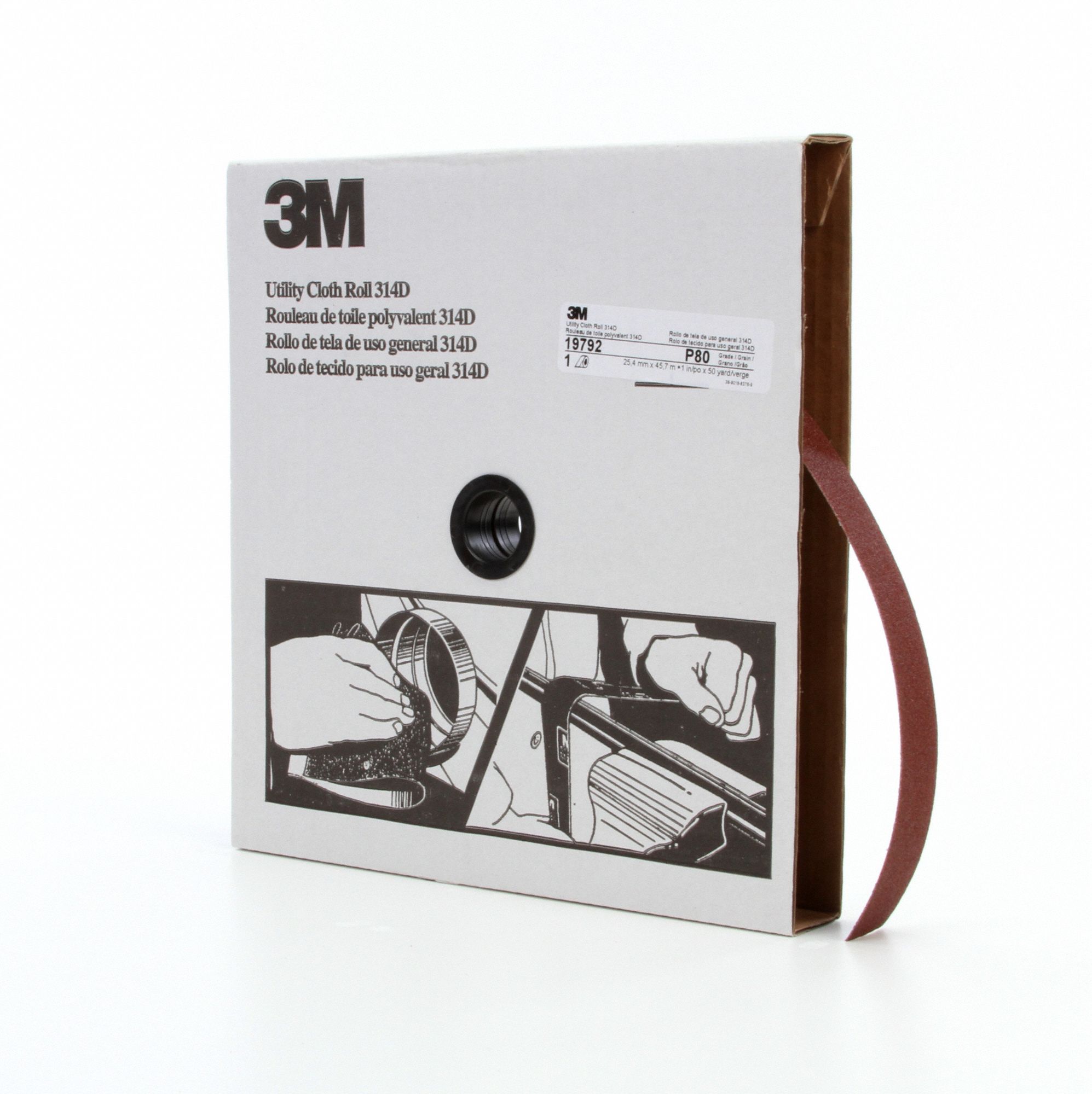 Utility Cloth Roll 1 x50yd. P80 Grit PK5