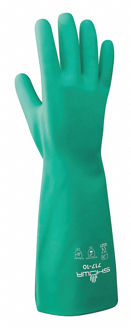 GANTS RÉSISTANTS AUX PRODUITS CHIMIQUES,11MIL,13PO DE LONG,LISSE,2TG,VERT