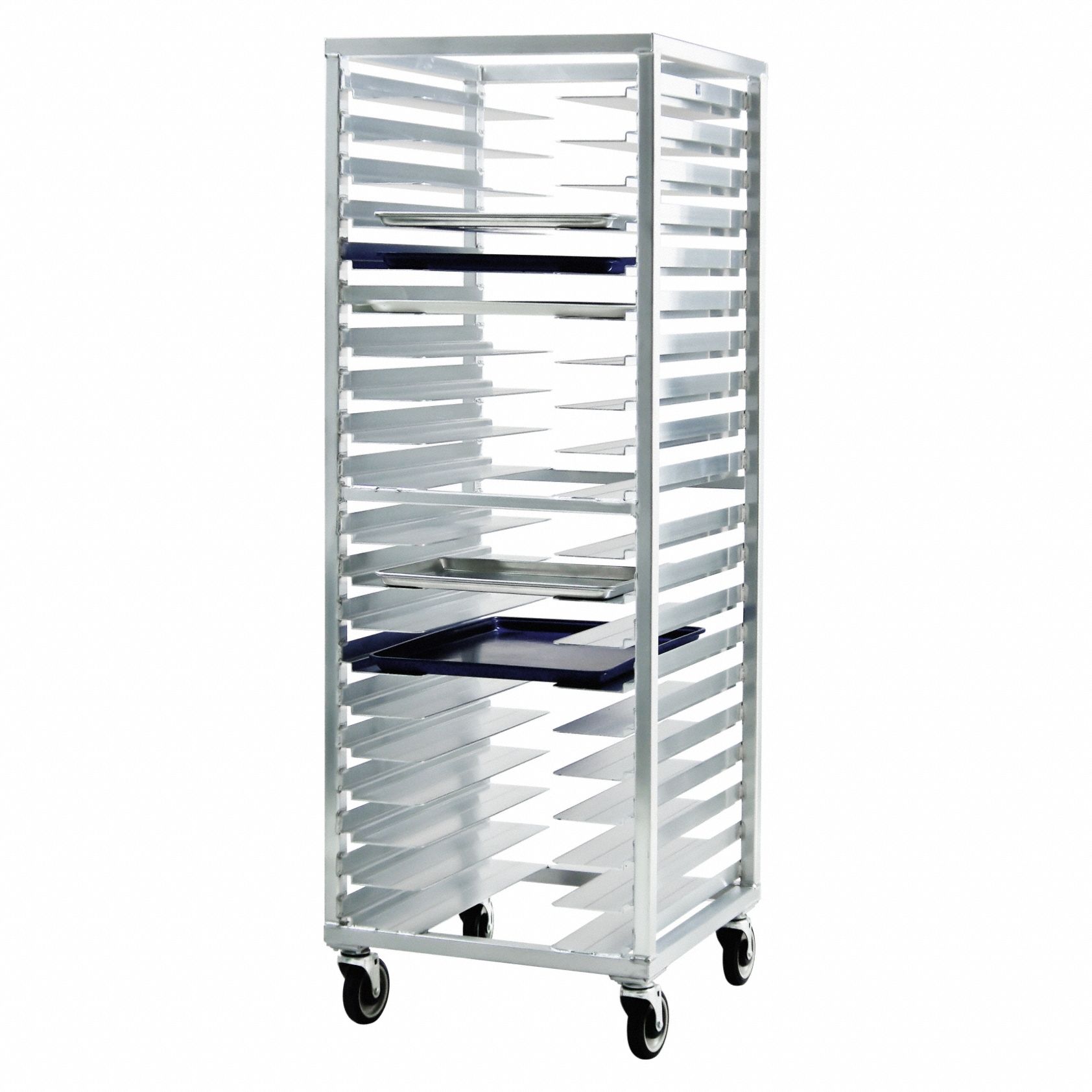Universal Stepped-Angle Pan Rack: 20 Slots, 3 in Betw Shelves, 24 1/2 in Wd, 1642