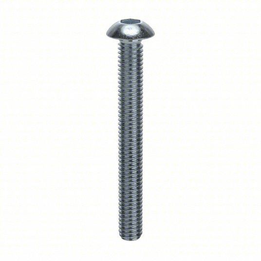 Socket Head Cap Screw: M4x0.70 Thread Size, 50 mm Lg, Button, Zinc Plated, Alloy Steel, 100 PK