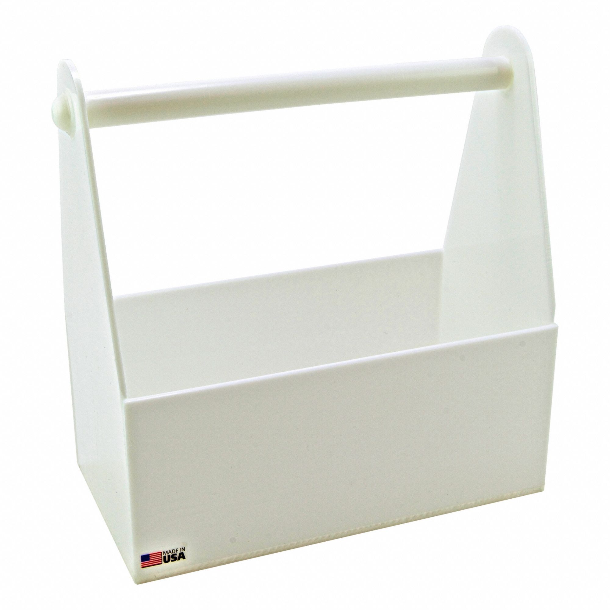 Bottle Carrier: 14 3/8 in Overall Lg, 7 7/8 in Overall Wd, 15 3/8 in Overall Ht, HDPP, White