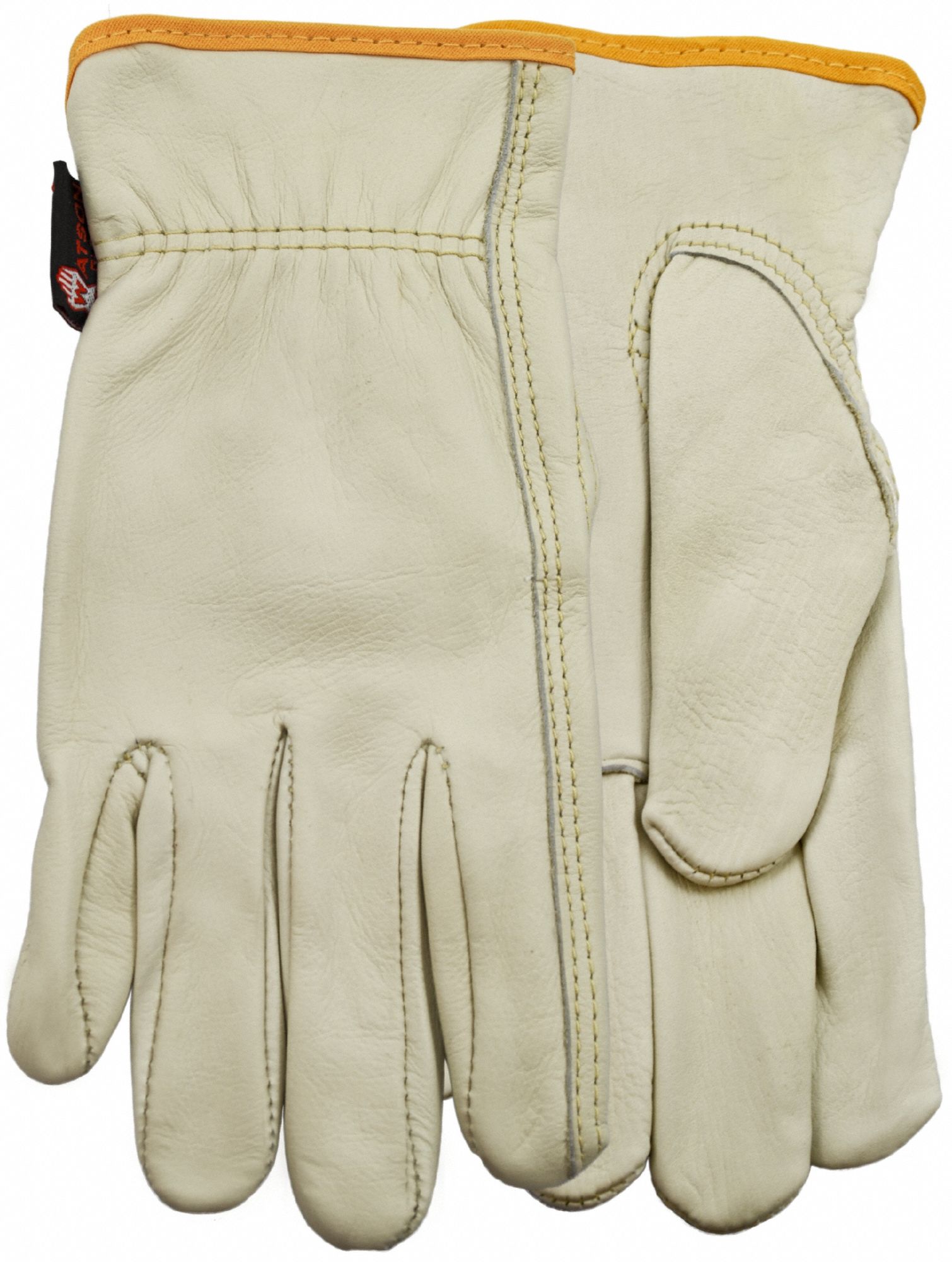 Leather Gloves: M ( 10 ), Cowhide, Premium, Glove, Full Finger, Slip-On Cuff, 1 PR