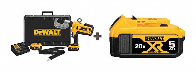 Cordless Crimping Tool Kit: 20 V, Die Head, For U Dies, C-Head Head, 12 ton Force, DCE