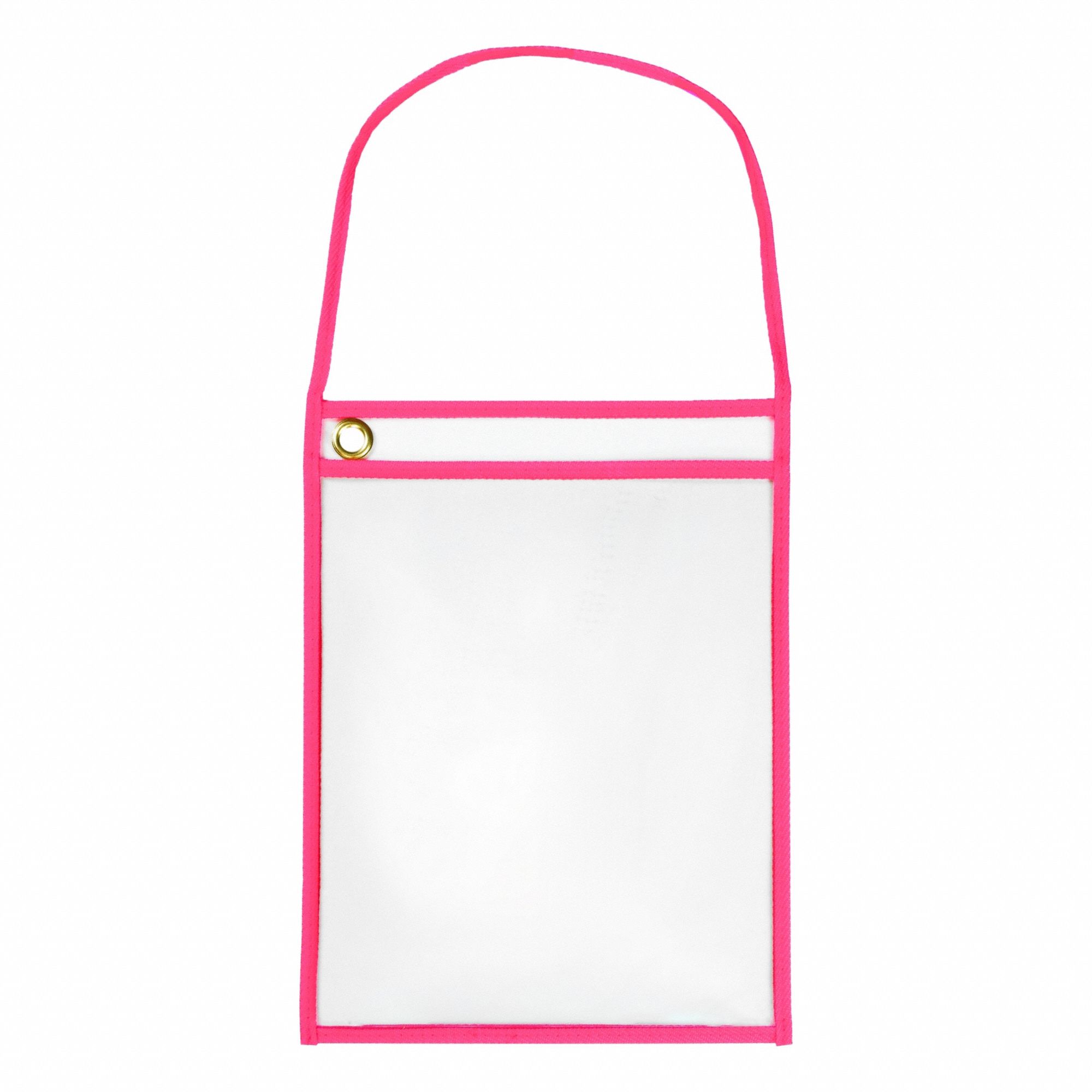 Shop Ticket Holder: Vinyl, Hanging, 12 in Ht, 9 in Wd, Clear/Pink