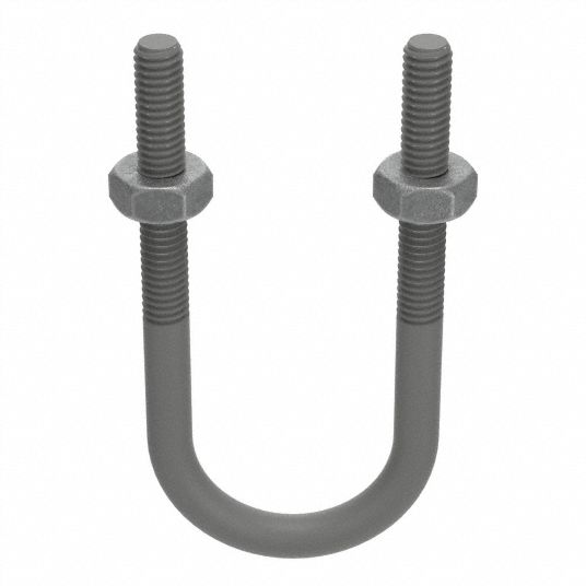 U-Bolt Clamp with Cushion: 3/4 Pipe, Steel, Electro-Galvanized Finish