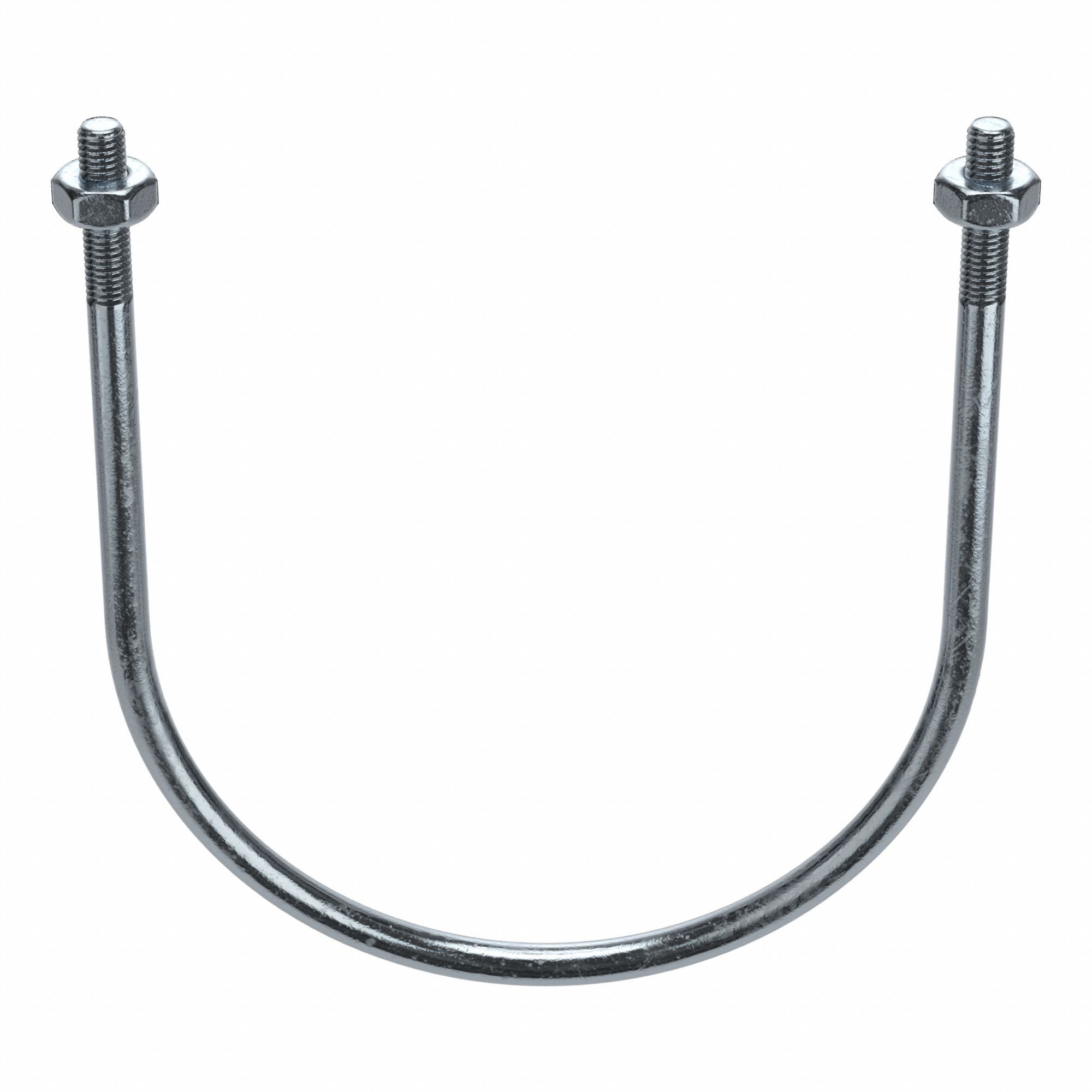 Standard U-Bolt: 1/2"-13 Thread Size, For Pipe Size 8 in, 10 3/8 in Inside Ht, Steel, Zinc-Plated