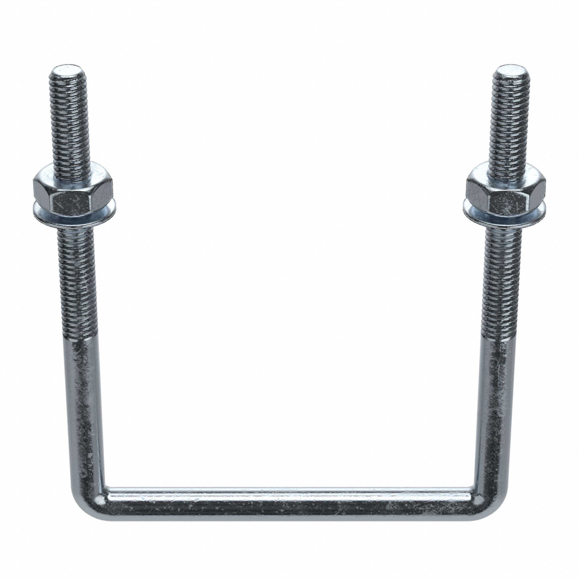 SQUARE U-BOLT, STEEL, ZINC PLATED, ⅜"-16 THREAD, 2 IN INSIDE W/DIA, 4⅝ IN INSIDE H