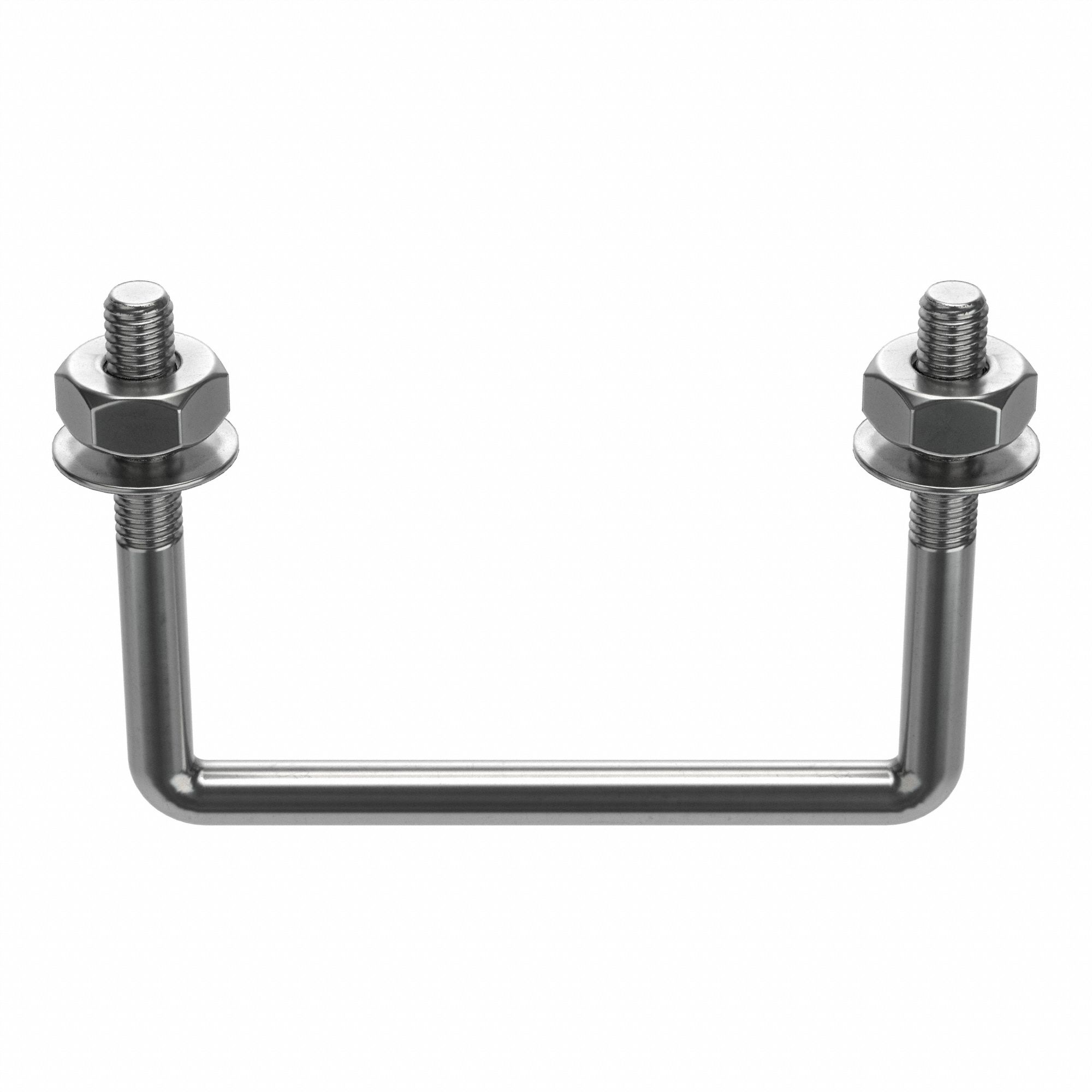 Square U-Bolt: 3/8"-16 Thread Size, 5 in Inside Ht, Stainless Steel, Plain