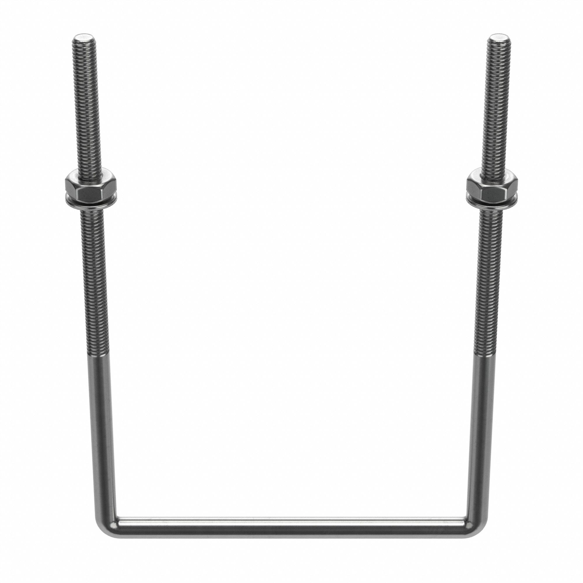 Square U-Bolt: 3/8"-16 Thread Size, 7 in Inside Ht, Stainless Steel, Plain