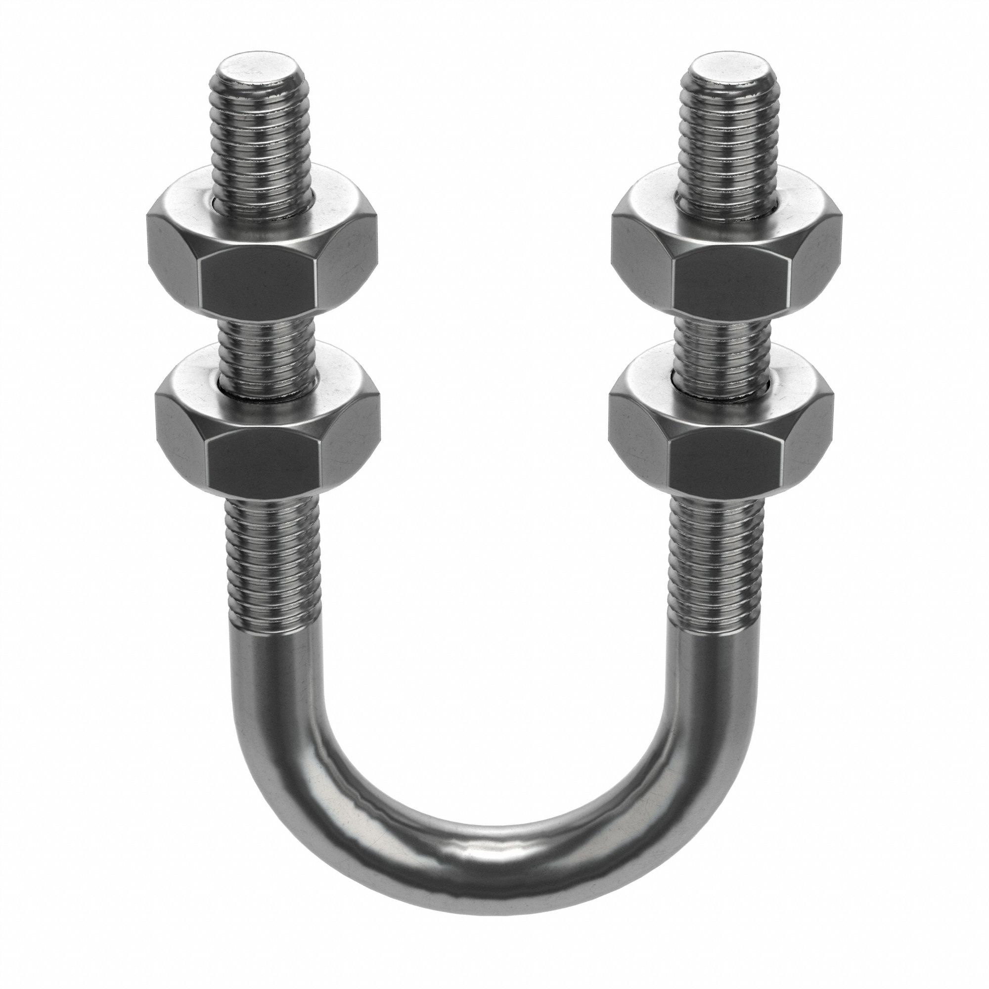 Standard U-Bolt: 1/2"-13 Thread Size, For Pipe Size 2 1/2 in, 5 7/32 in Inside Ht, Stainless Steel