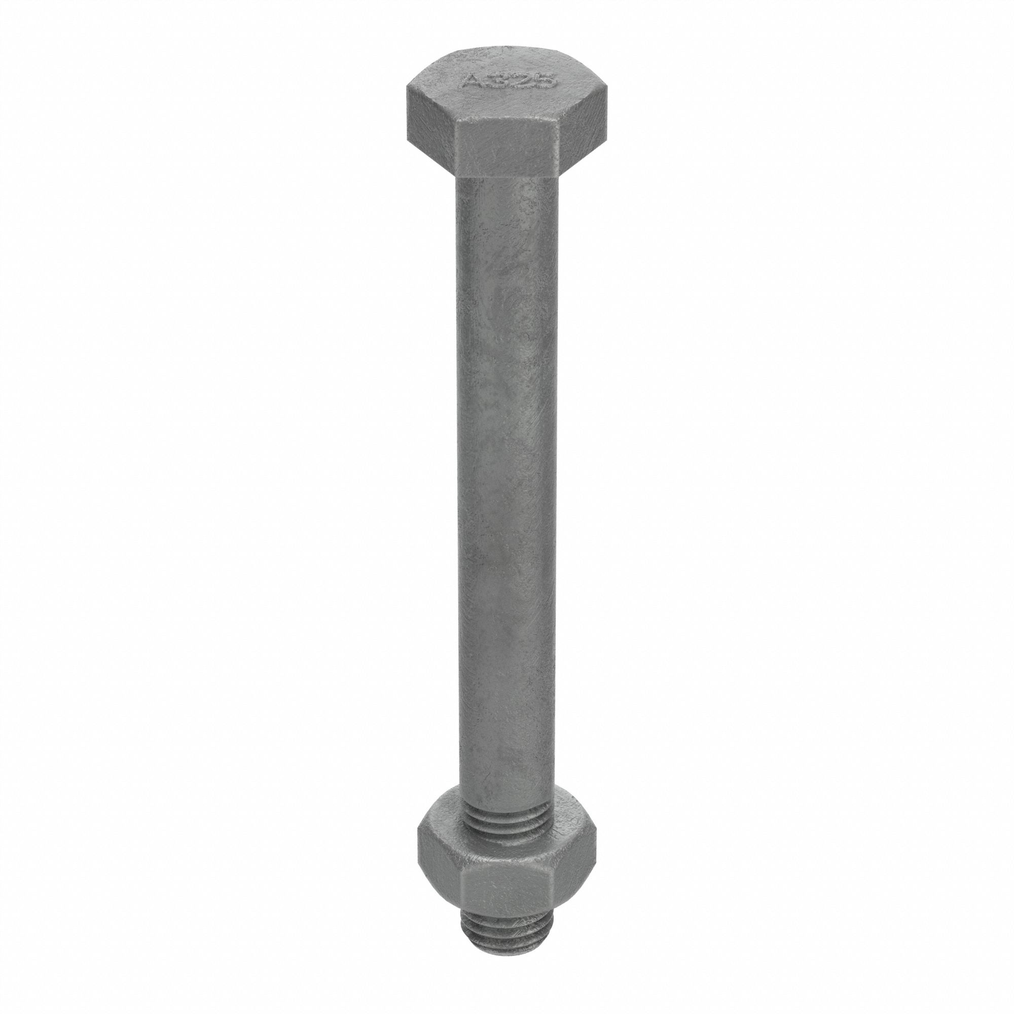 STRUCTURAL BOLT, STEEL, A325 TYPE 1, HOT DIPPED GALVANIZED, ⅞"-9 THREAD, WITH NUT, 7½ IN L, 5 PK