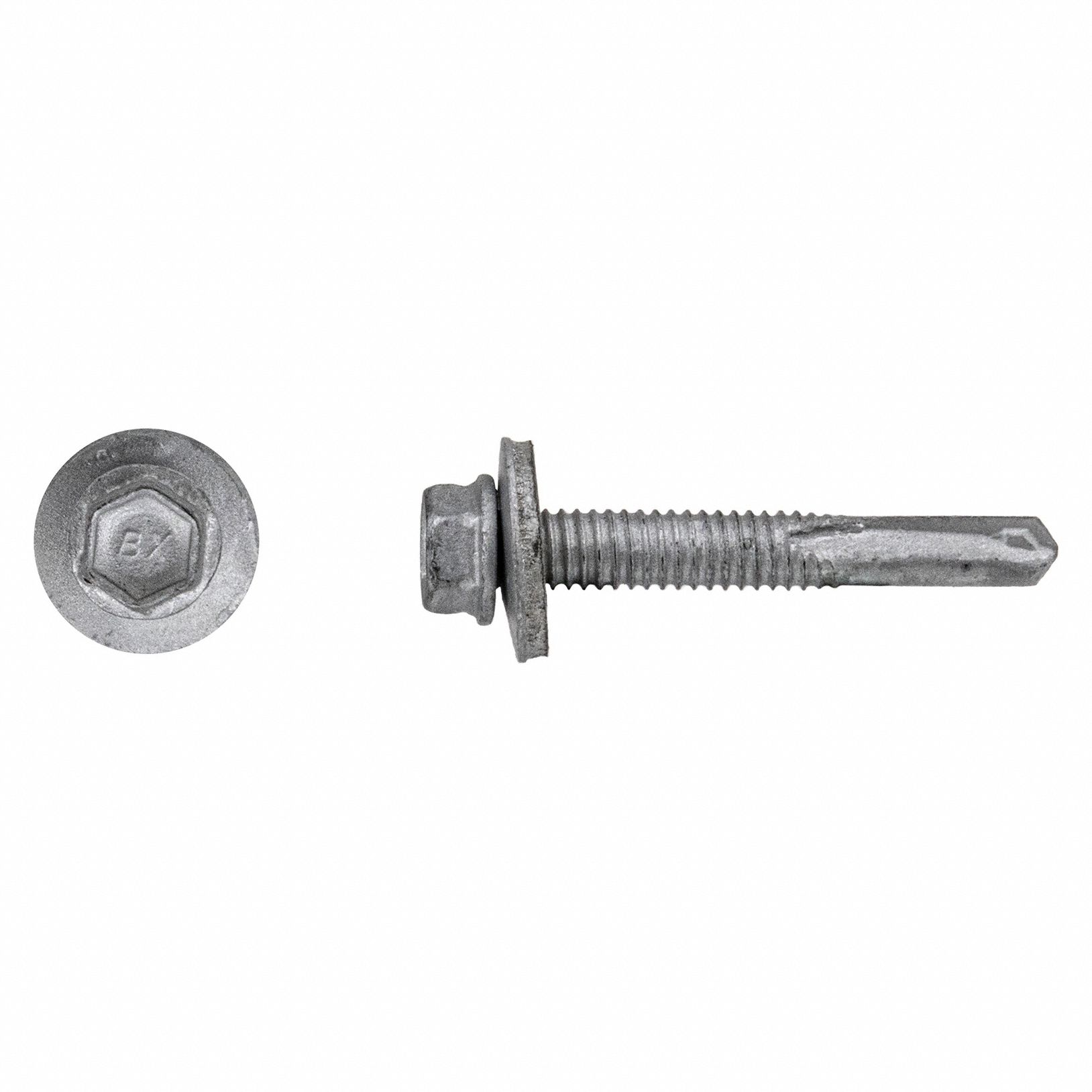 Self-Drilling Screw: #12 Size, 1 1/4 in Lg, Steel, Climaseal™, Hex Washer, External Hex, 250 PK