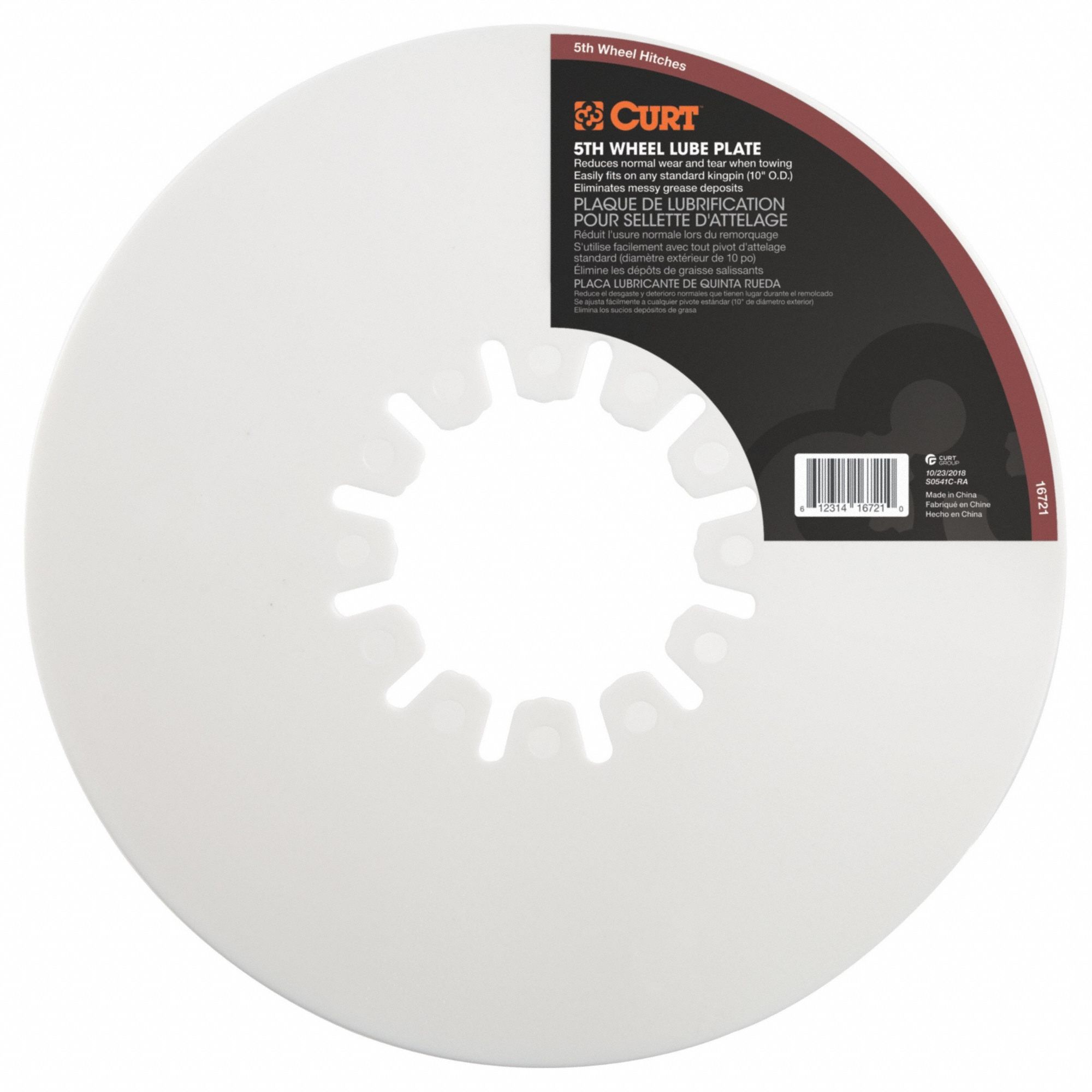 Fifth Wheel Lube Plate: 10 in Overall Lg, 1/2 in Overall Ht