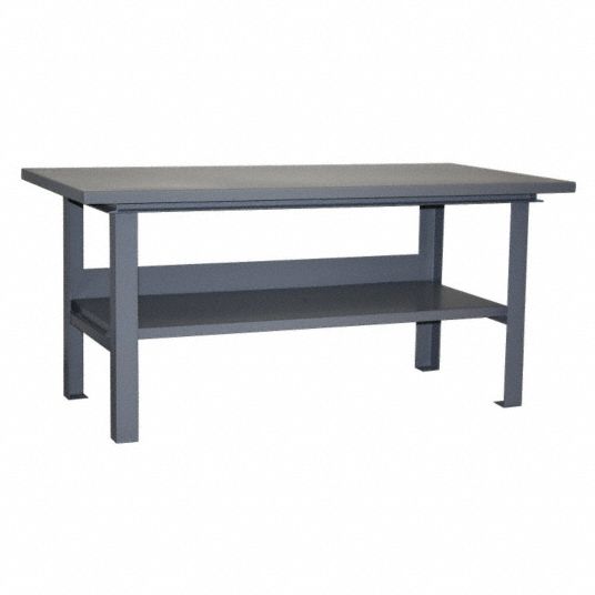 Fixed Height Work Table, Steel, 36 in Depth, 34 in Height, 48 in Width ...