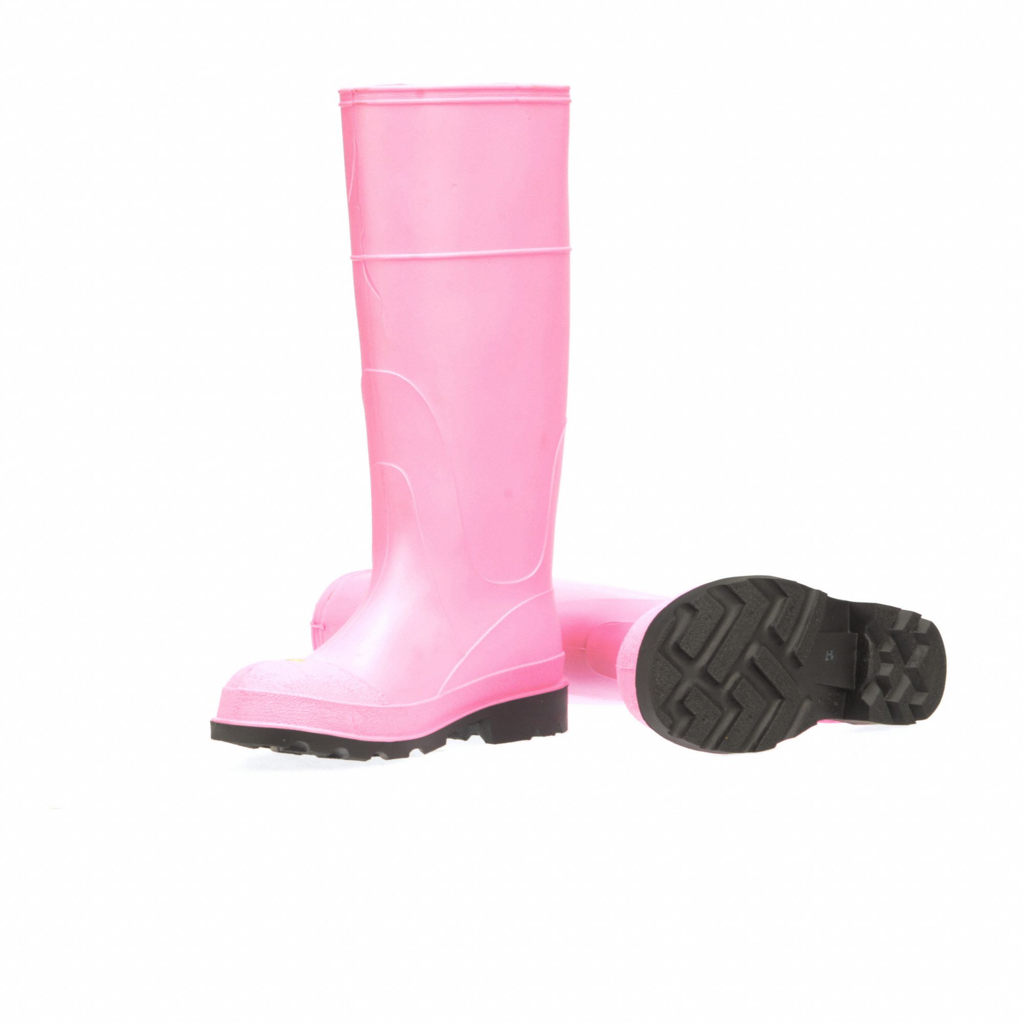 Pink steel shop toe rubber boots