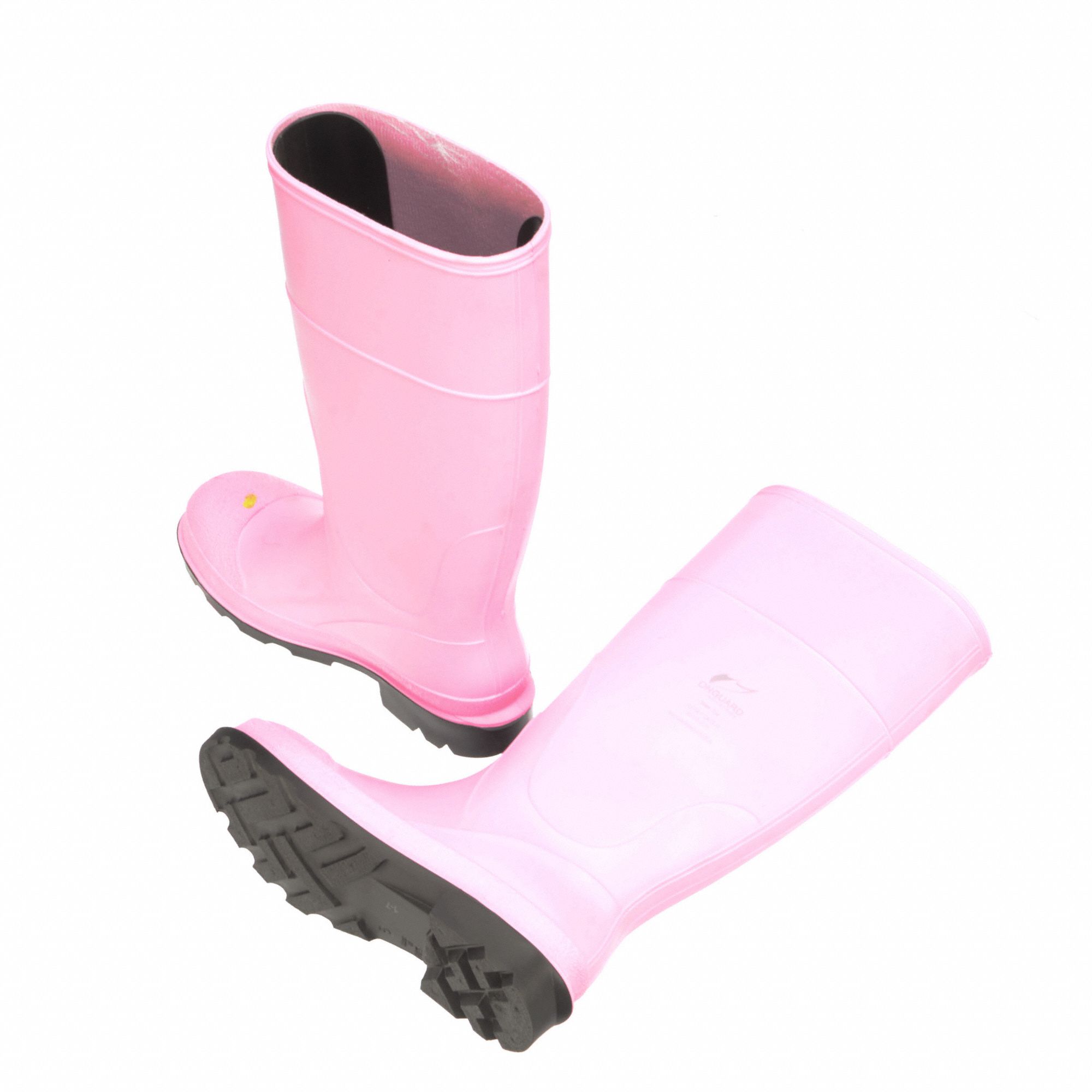 Pink steel shop toe rubber boots