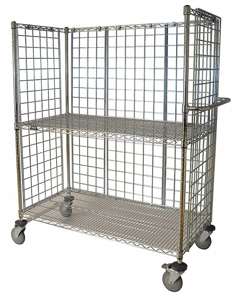 SingleSideAccess Wire Stock Cart with AdjustableHeight Wire Shelves