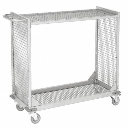 Dual-Side-Access Wire Stock Cart with Wire Shelves, 500 lb, 2 Number of ...