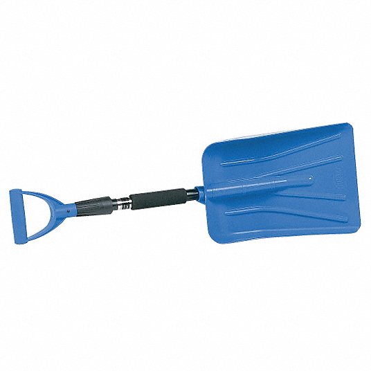 Snow Shovel: 8 1/2 in Blade Wd, Plastic, 30 in to 37 in Handle Lg, D-Grip