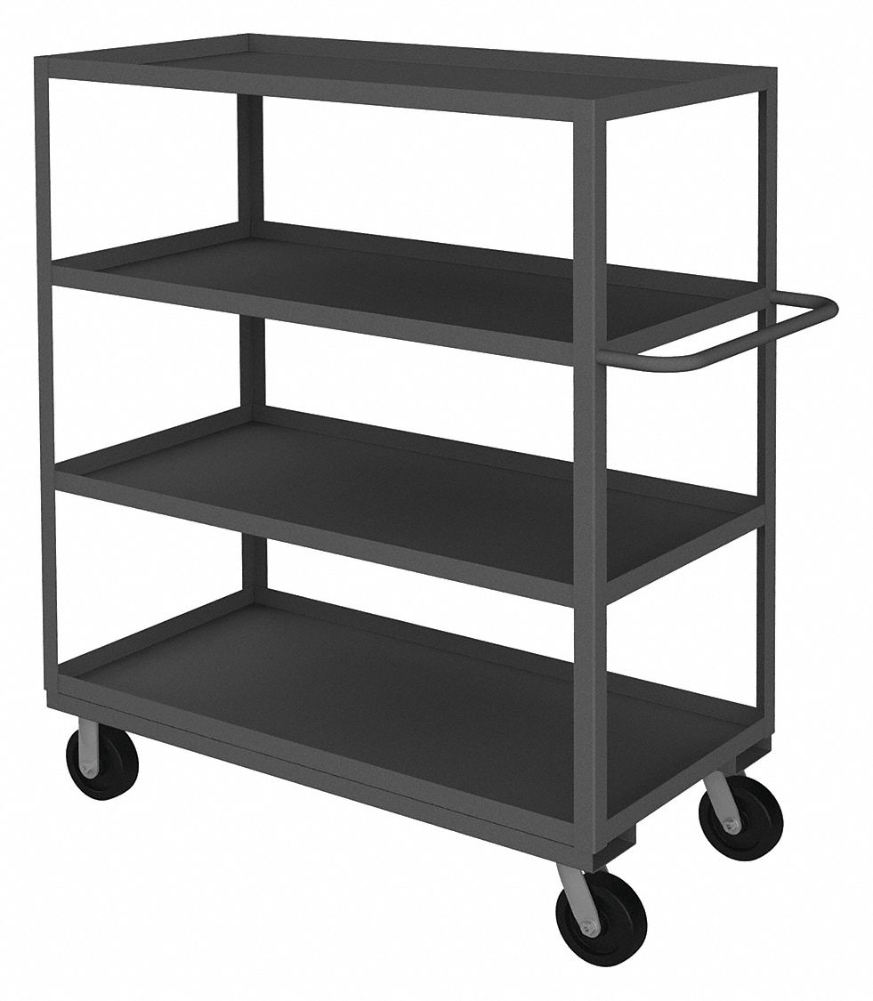 UTILITY CART WITH LIPPED METAL SHELVES, 3,000 LB LOAD CAPACITY, 60 IN X 36 IN, FLAT