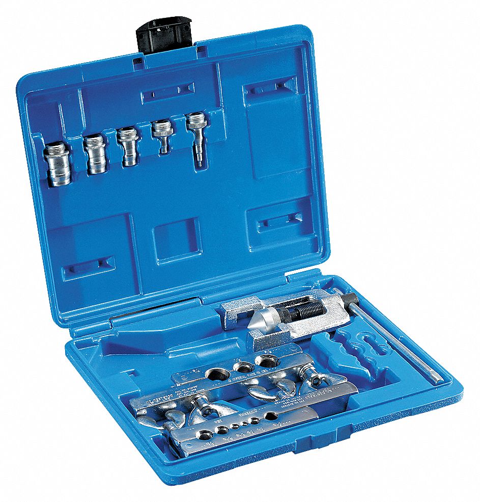 FLARING AND SWAGING TOOL, SINGLE 45 ° , ALUMINUM/BRASS/COPPER, SELF-CENTREING, CASE