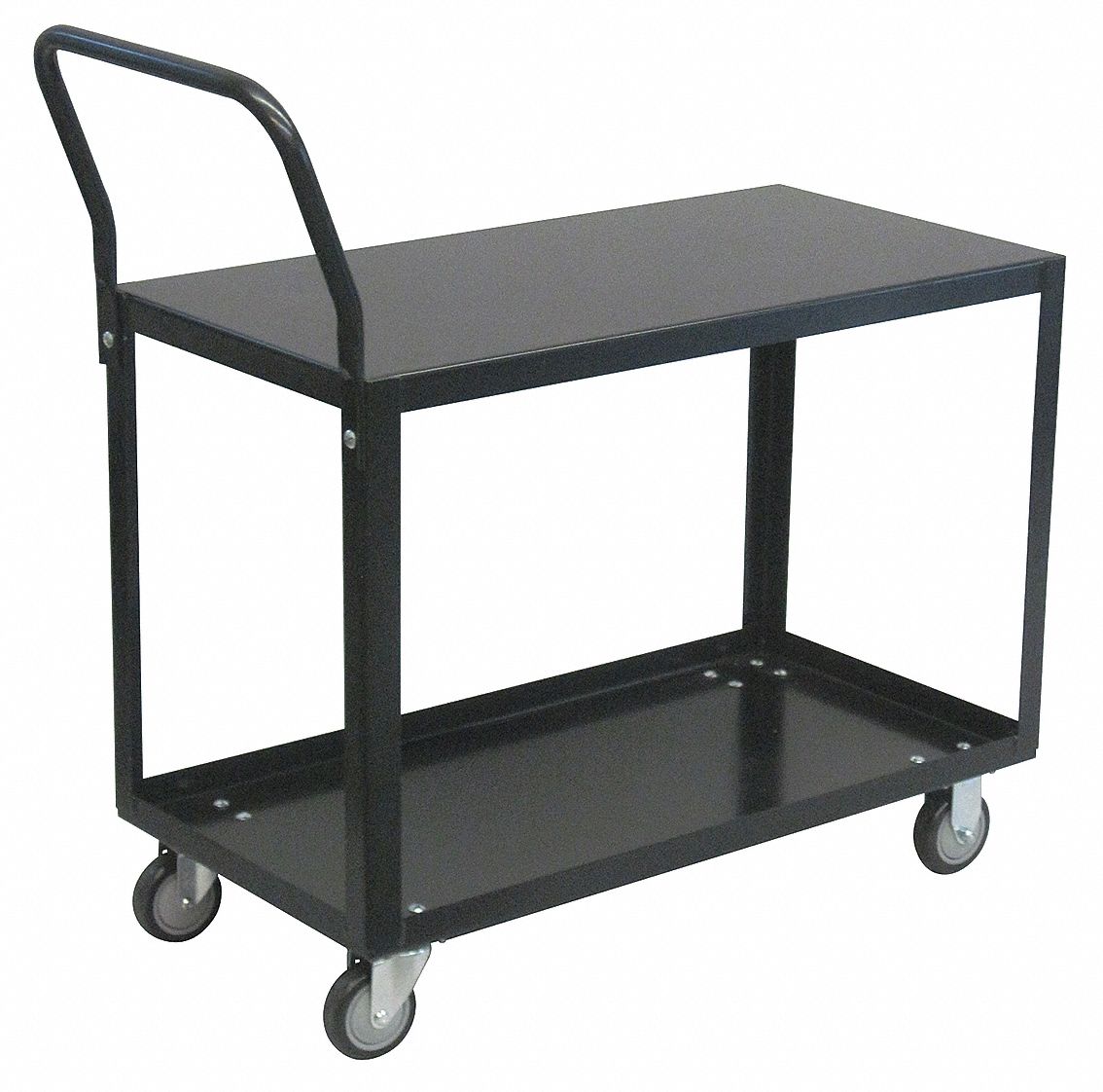 Raised Handle Utility Cart, Load Capacity 800 lb, Number of Shelves 2