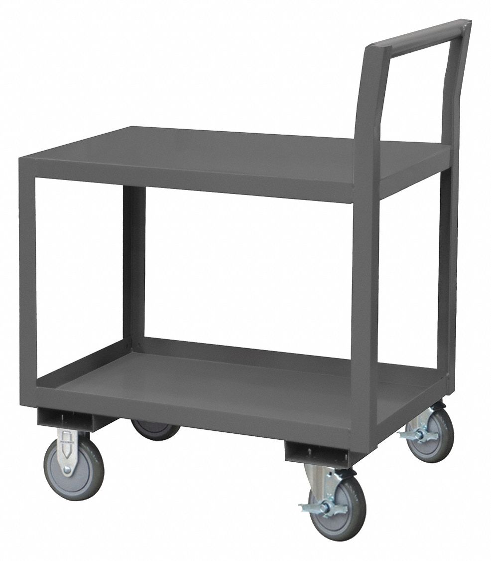 LOW-PROFILE UTILITY CART WITH LIPPED & FLUSH METAL SHELVES, 1,200 LB LOAD CAPACITY