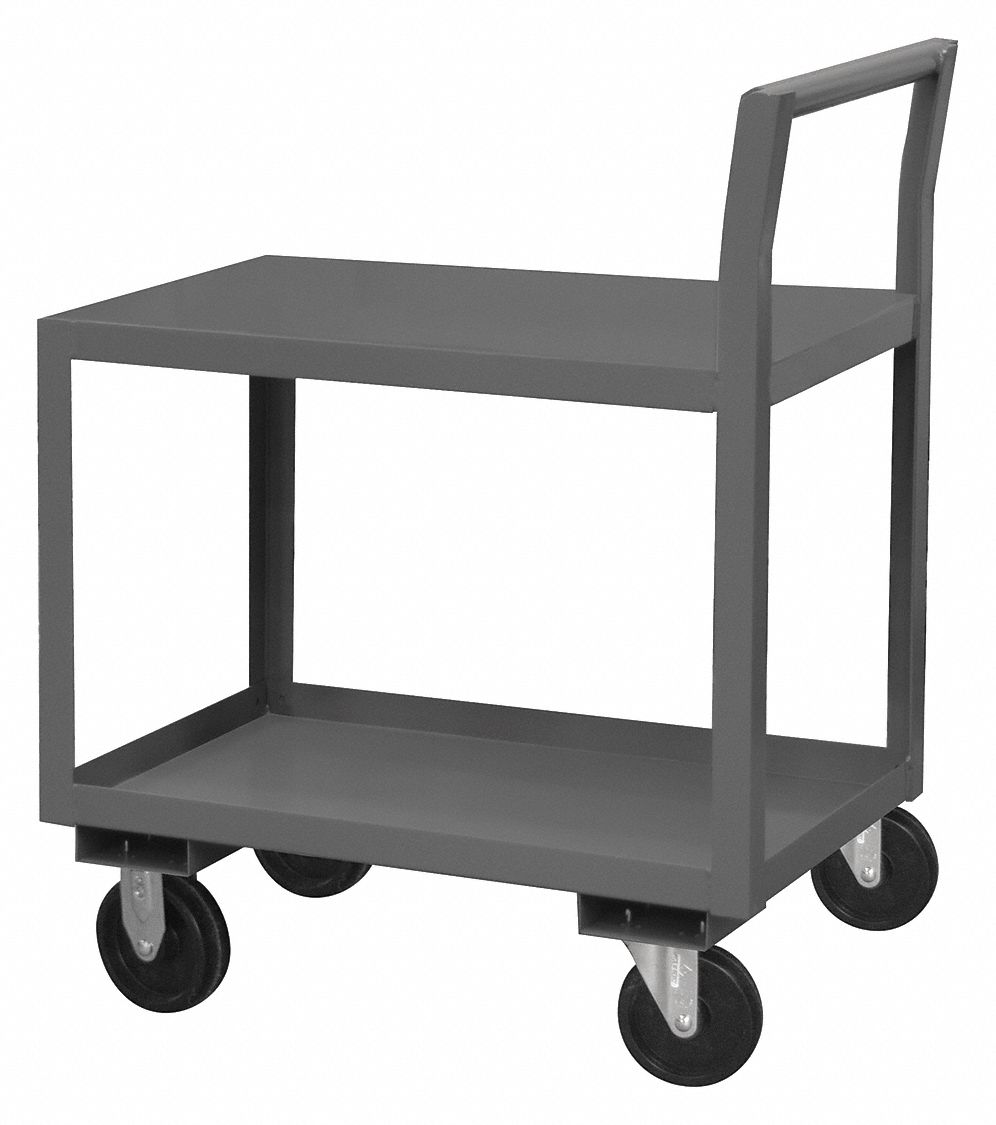 LOW-PROFILE UTILITY CART WITH LIPPED & FLUSH METAL SHELVES, 1,200 LB LOAD CAPACITY