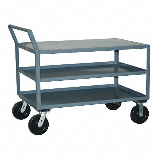 Raised Handle Utility Cart, Load Capacity 4800 lb, Number of Shelves 3 ...