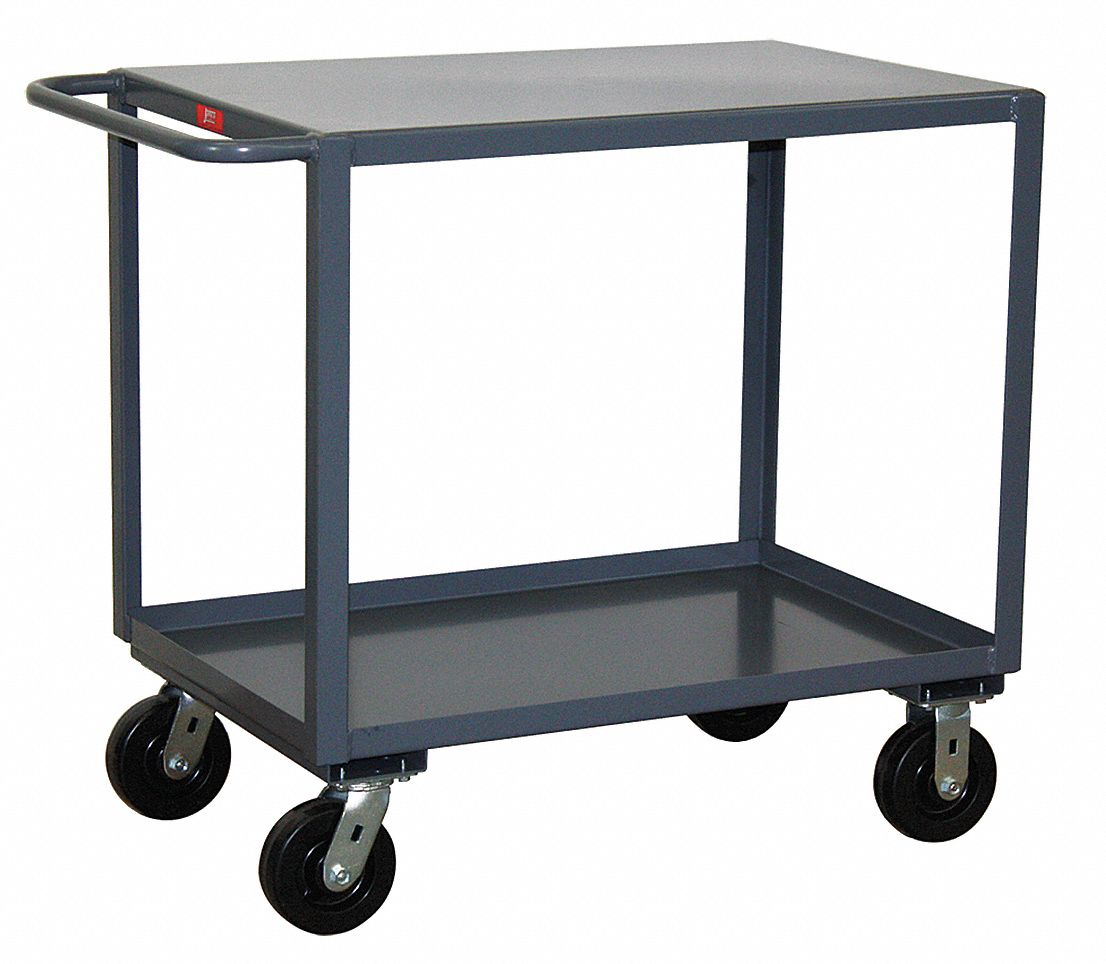 Flat Handle Utility Cart, Load Capacity 2400 lb, Number of Shelves 2