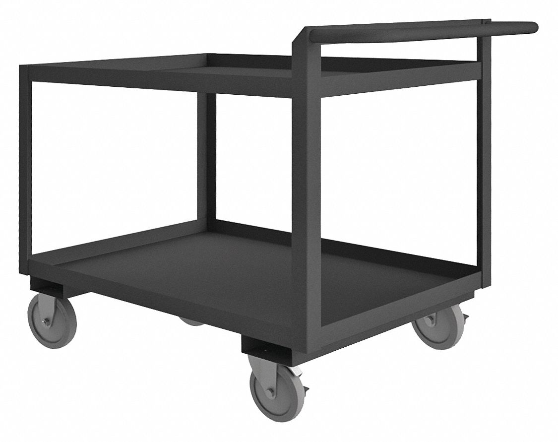 UTILITY CART WITH LIPPED METAL SHELVES, 1,200 LB LOAD CAPACITY, 60 IN X 24 IN, FLAT