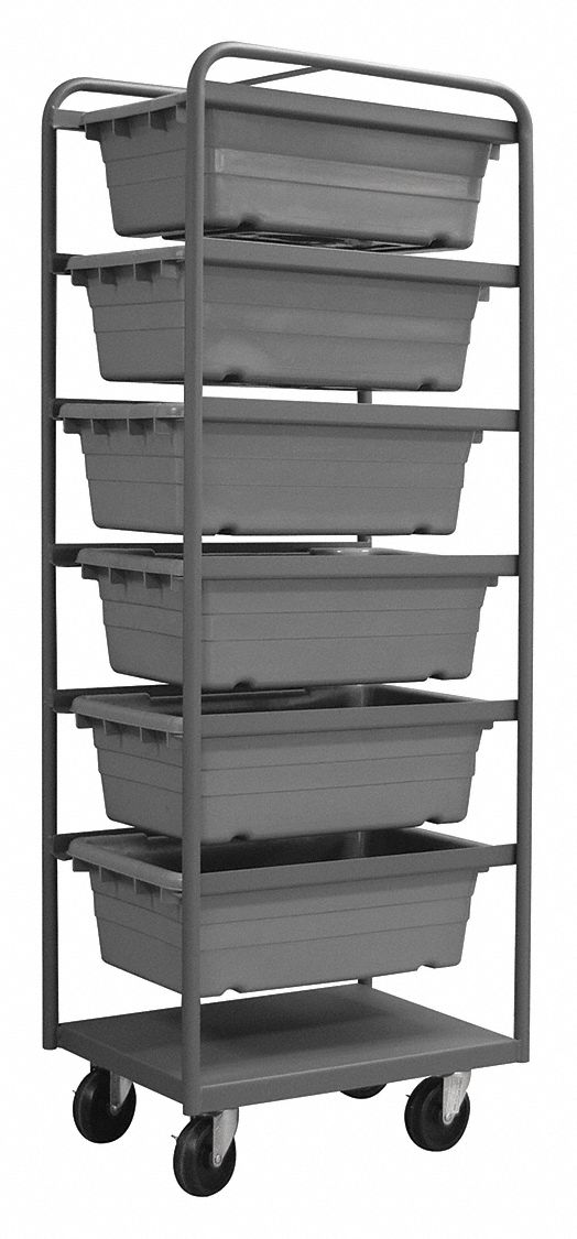 BIN CART,GREY,PLASTIC,74 IN H,14 GA