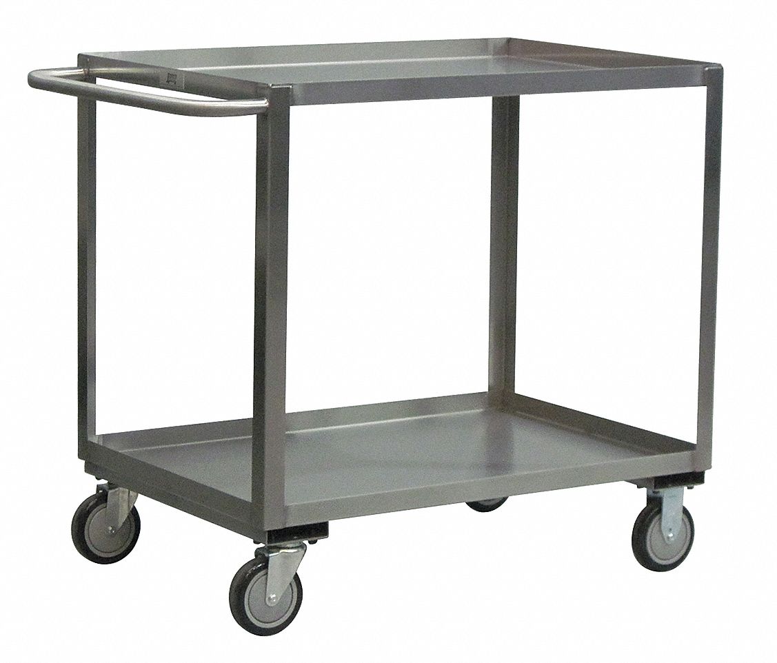 Flat Handle Utility Cart, Load Capacity 1200 lb, Number of Shelves 2 ...