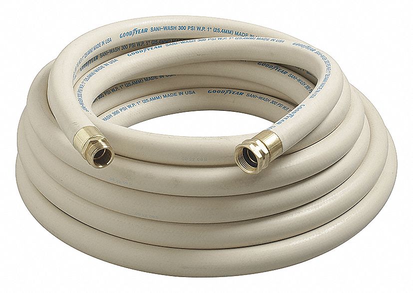 WASHDOWN HOSE: ¾ IN HOSE INSIDE DIA., 300 PSI, -40 °  TO 205 ° F, WHITE, 500 FT HOSE LG