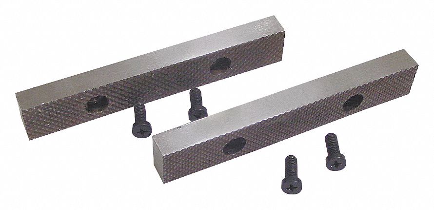 REPLACEMENT JAW INSERTS, STEEL, FOR 5 1/2 IN VISE JAW W, 4 SCREWS, 1755XC, 2 PK