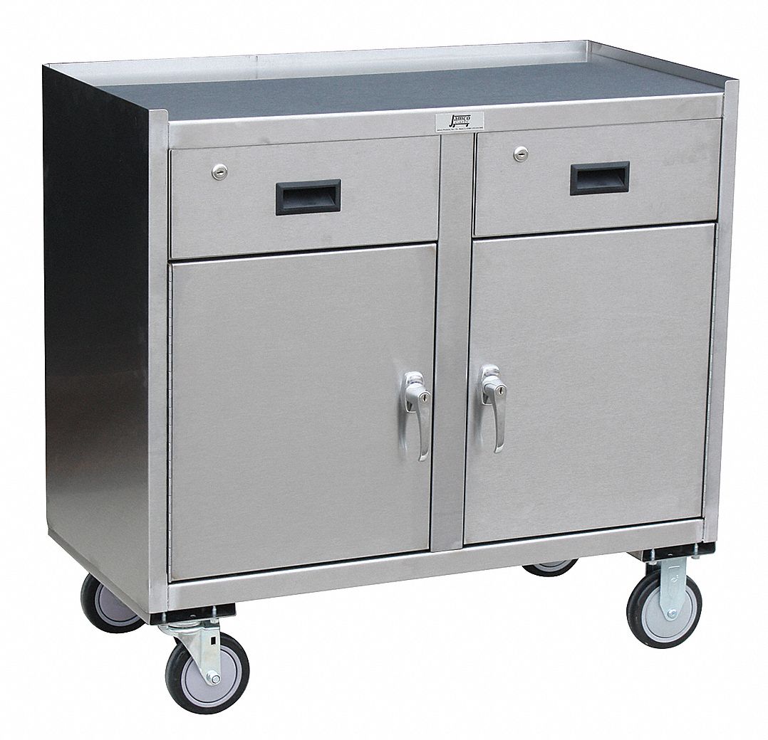 Mobile Work Station with Storage - EnduraSteel Stainless Steel Tables