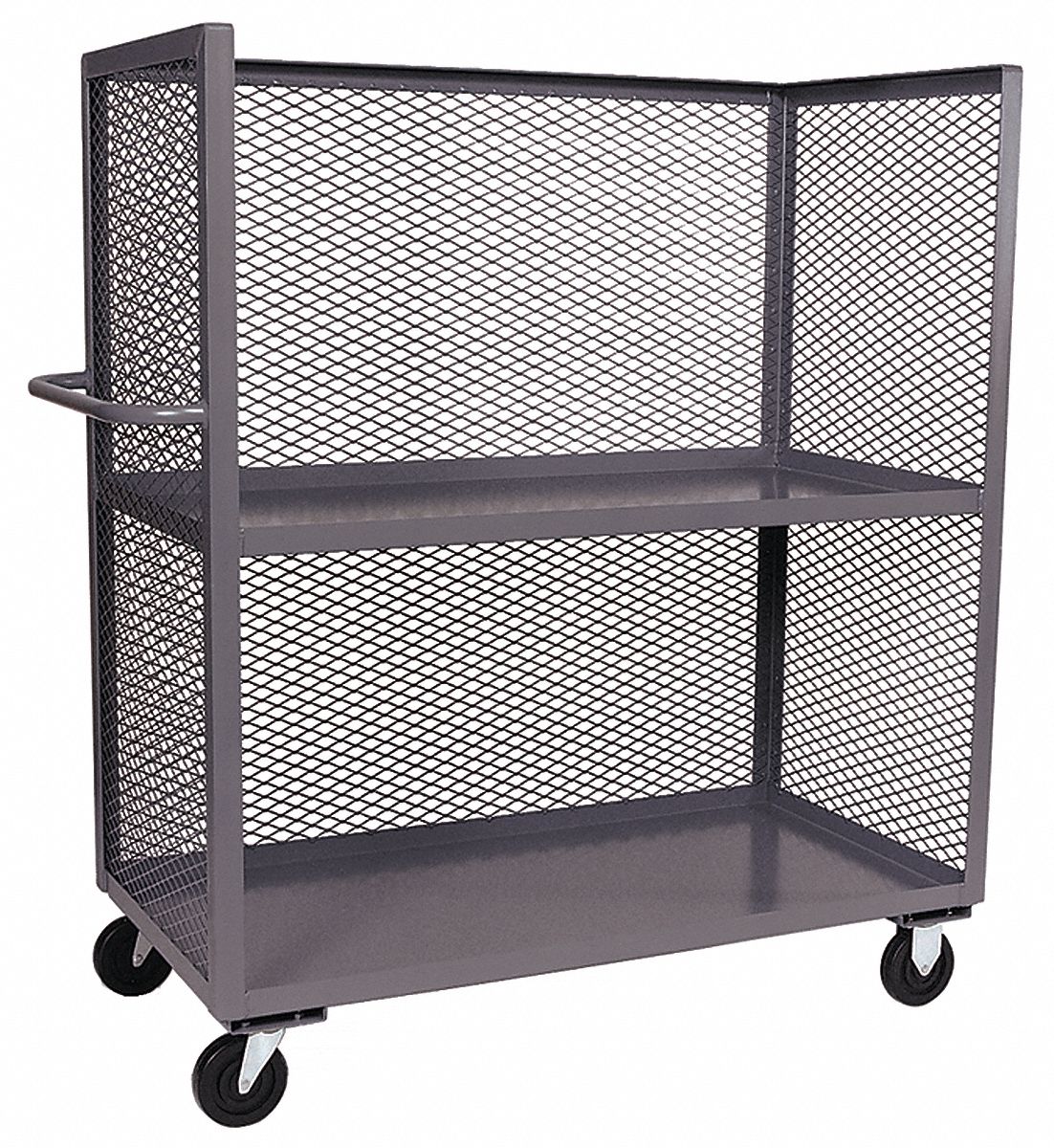 3 Sided Mesh Truck, 3000 lb, 2 Number of Shelves, 48 in x 36 in - Grainger